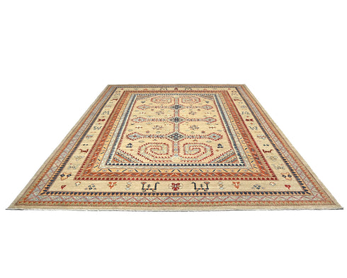 9x12 Zeigler Brown Afghan Hand Knotted Wool Area Rug